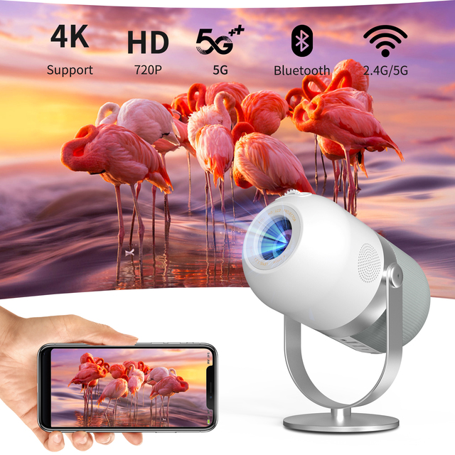 R1 Smart Portable HD 4K Mini Android Projector Dual Wi-Fi Quad Core AUTO for Home Theater