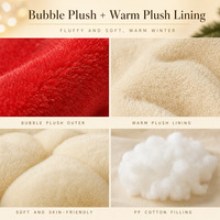 Lit pour animaux de compagnie en forme de pomme de Noël, maison-caverne en peluche pour chat et chien, doublure polaire chaude d'hiver, coussin épais, nid de Noël en forme de pomme