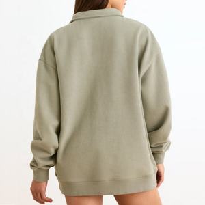 Custom Logo Brand <strong>Boyfriend</strong> Crew Neck Oversize 1/4 Zip <strong>Jumper</strong> Fleece Quarter Zip Sweatshirt Women - Product Image 3