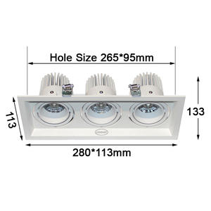 LEDEAST GAJ-121212 12W*3 COB 3 projecteurs encastrés rectangulaires à angle réglable, spots LED de plafond - Product Image 5