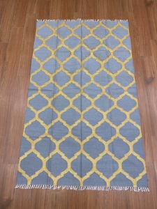 Tapis en coton tissé à la main avec motif de puzzle sur fond gris, tapis de sol décoratif moderne et doux, intérieur élégant pour la maison, prière - Product Image 2