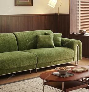 Vente d'usine 2025 : Canapé modulaire convertible en chenille, style minimaliste français moderne, vert crème, Breeze Villa Park - Product Image 5