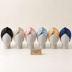 Gorro de Dormir de Seda de Morera con Nudo Trenzado, Turbante de Satén, Banda Elástica Fruncida, 6 Colores, Venta al por Mayor, Logotipo Personalizado, OEM, ODM - Product Image 6