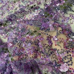 Vải Tuyn Lưới Thêu Hoa Kim Sa Nhỏ 3D Giá Nhà Máy Dệt Shaoxing Để Thiết Kế Hàng May Mặc - Product Image 6