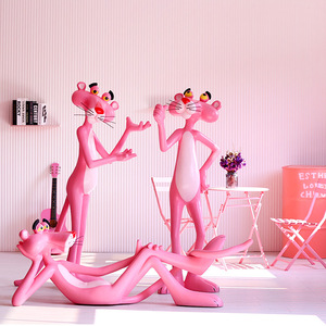Sculpture en fibre de verre Panthère Rose, décoration de jardin extérieure, figurine d'animal, modèle de jouet, 12 ans et plus - Product Image 1