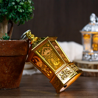 Lanterne décorative de style islamique Ramadan, hexagonale, sans flamme, en argent et or, de luxe, pour la décoration de la maison, en plastique, religieuse