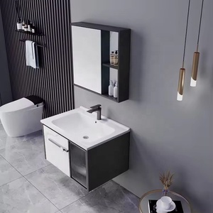 2025 nouvelle coiffeuse haut de gamme suspendue blanche grise personnalisée avec lavabo simple et miroir <span class=keywords><strong>pour</strong></span> hôtel appartement - Product Image 6