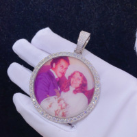 Pendentif cadre photo personnalisé en argent sterling, serti de diamants Moissanite, style Hip Hop
