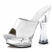 Nianzheni exotique 14cm cristal Transparent talon épais plate-forme pantoufles à talons hauts 5 pouces Demonias chaussures de danse exotiques