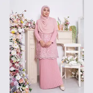 SIPO עיד צנוע Baju Melayu Hotsale פופולרי מלזיה חרוזים עיצוב חולצה עם חצאית אלגנטי אסלאמי בגדי Baju Kurung