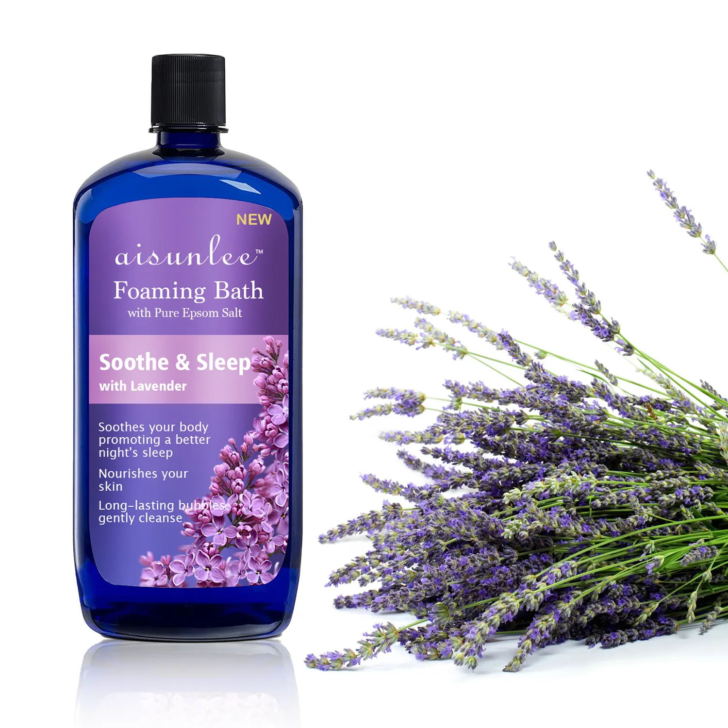 Wholesale Natural Organic Soothe & Sleep with Lavender foaming bath Pure Epsom Salt private label Spa liquid bubble bath