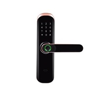 Serrure à empreintes digitales WiFi Tuya, écran tactile, poignée de porte numérique biométrique sans clé pour portes en verre/bois/chambre/aluminium, Cloud