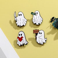 Badges en alliage de zinc émaillé souple, personnalisés, directement de l'usine, motif fantôme de dessin animé mignon et effrayant - Badges à thème Halloween ODM OEM
