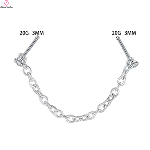 Lefeng-joyería de titanio para hombres y mujeres, anillos de nariz dorados y plateados, Piercing de cadena para la nariz, <span class=keywords><strong>doble</strong></span> punta - Product Image 4