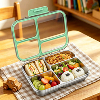 Boîte à lunch en acier inoxydable pour enfants, 4 compartiments, anti-fuite, compatible micro-ondes, vente chaude