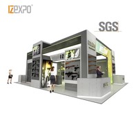 Stand d'exposition en bois de 20x20 pieds avec salle de stockage, stand publicitaire de marque, système modulaire réutilisable, stand d'exposition pour foire