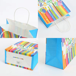 Happy Birthday Kraft Paper <strong>Bag</strong> Candy Cookies Packaging Rainbow Cartoon Gift <strong>Bag</strong> With Handle Kids Birthday <strong>Party</strong> Decorations - Product Image 4