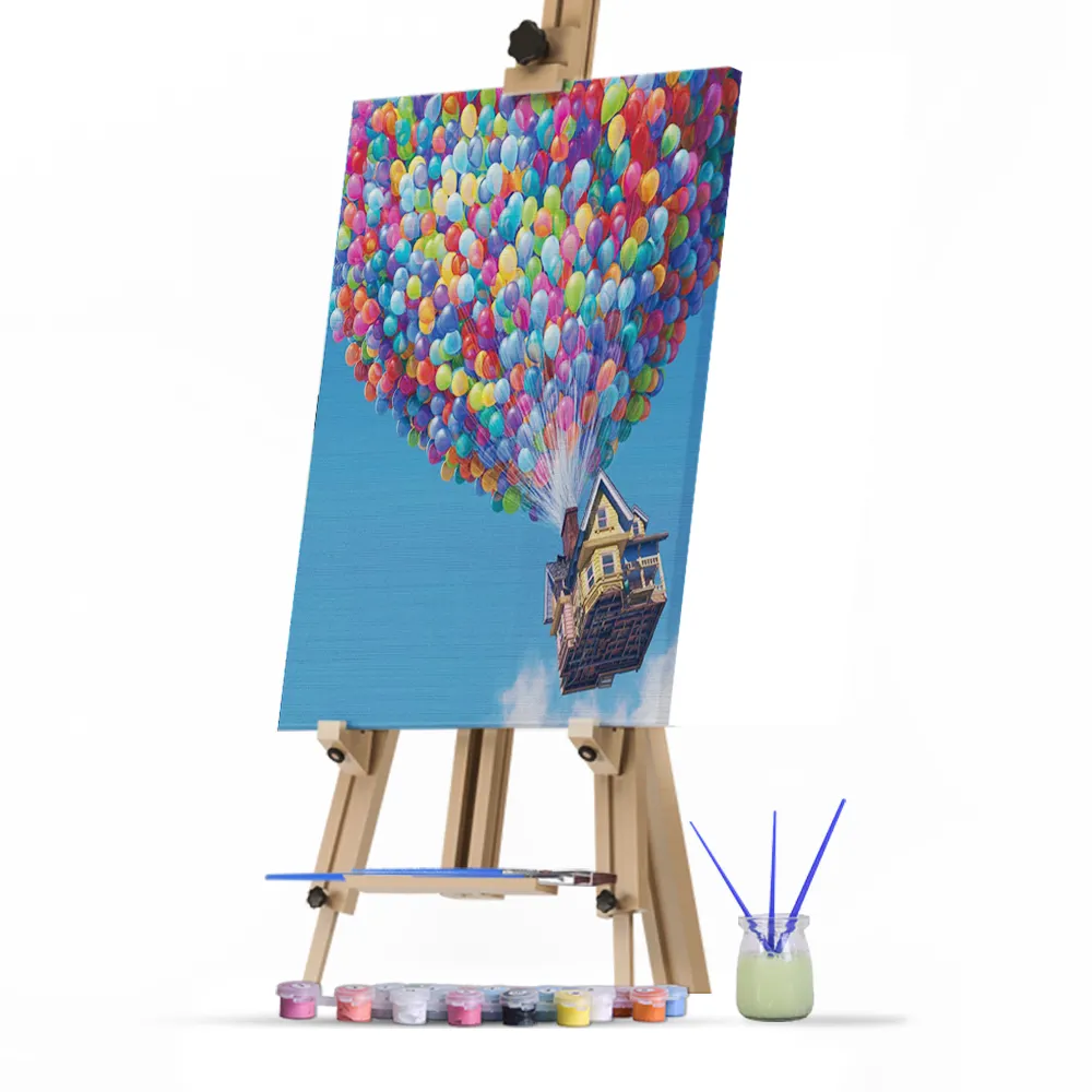 Kişisel resim özel karikatür duvar resmi renkli balon tuval Diy boyama çizim sayısına göre