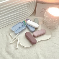 Ensemble étui à lentilles de contact vintage en forme de poisson mat, couleur unie, étui à lunettes écologique en plastique PU de forme rectangulaire en PVC, sacs