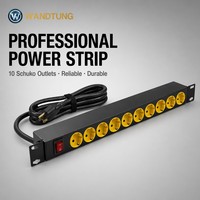 PDU allemand 19'' 1U 16A 10 prises Schuko avec protection contre les surtensions et interrupteur marche/arrêt, unité de distribution d'alimentation certifiée ETL