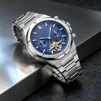 Montre automatique mécanique pour homme, étanche, en acier inoxydable, chronographe squelette, montre de luxe pour affaires
