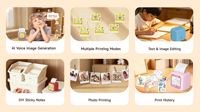 Printer Thermal Mini Portabel AI Model B6 2026 untuk Anak, Pembuat Gambar Suara, Printer Foto DIY, Hadiah Anak, Stok Tersedia, 1500mAh