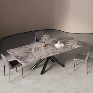 Parlak kayrak yemek masası ışık lüks Modern Minimalist yemek masası ve sandalye kombinasyonu dikdörtgen yemek masası seti
