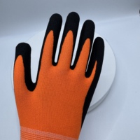 Sarung Tangan Kerja Lapisan Nitril Sandy Nylon Spandex Oranye 13G untuk Konstruksi, Perakitan, dan Penanganan Material (Suplai Grosir)
