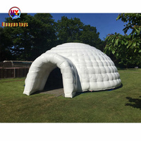Tente dôme gonflable blanche de 10 mètres pour fête de Noël, grande tente igloo avec tunnel