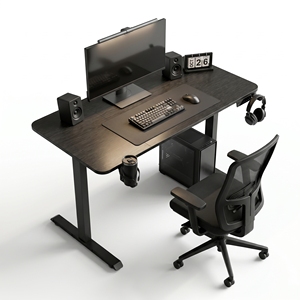 I Shape Electric <b>Standing</b> Desk with Height Adjustable Motorized System MDF Board Surface Multi Color Gaming Workstation - Product Image 3