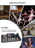 Mélangeur vidéo Quad HDM1, commutateur 4 canaux, commutateur de diffusion en direct, écran LCD FHD, contrôleur PTZ, commutateur vidéo