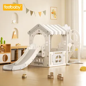 Feelbaby Children Tent House Indoor Home Playground Plastic Toy Baby White Swings And Slide Set For Kids Indoor Playhouse