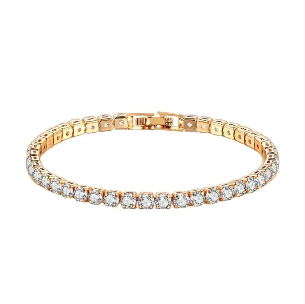 2024 New KP Hip hop cz cubic zircon iced out bling zirconia 14k gold plated silver tennis bracelet for women men fashion jewelry