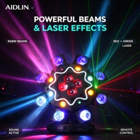 Projecteur de scène motorisé 200W Bee Eye 8 bras King Kong RGBW avec faisceau laser et stroboscope DMX512 activé par le son pour DJ, discothèque, karaoké, bar, fête
