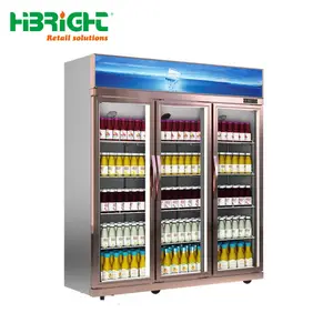 Refrigerador de geladeira para bebidas, refrigerador de vidro com exibição de leite comercial de superfície brilhante para venda, diário de porta dupla