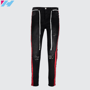 Los fabricantes <span class=keywords><strong>chinos</strong></span> súper ajustados vaqueros desgastados con impresión lateral para los hombres - Product Image 1