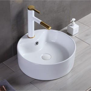 <b>Round</b> Countertop <b>Basin</b> Ceramic Sink Single Hole Easy Cleaning Bathroom Washbasin - Product Image 2