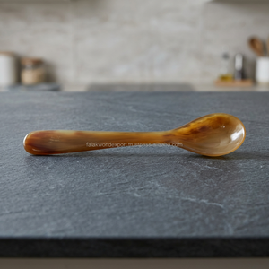 Cuillère à long manche en corne de buffle véritable, motif naturel et logo personnalisé, taille et design variés, utilisations multiples - Product Image 4
