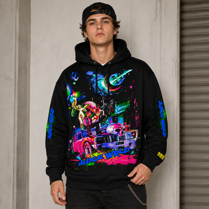 High Quality Men Streetwear Hoodies 100% Cotton Men Oversized Neon Space Car Skull <strong>Juice</strong> Graphic Hoodie Custom Cotton <strong>T</strong>-<strong>shirt</strong> - Product Image 1