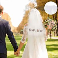 Décorations pour enterrement de vie de jeune fille 4 pièces : Écharpe 'Bride', Voile de mariée, Bandeau de mariée, Diadème, Tatouages en satin et alliage pour la Saint-Valentin