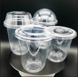 Gobelets à café glacés réutilisables en plastique rPET bubble tea boba party transparent jetable RPET cup avec couvercle