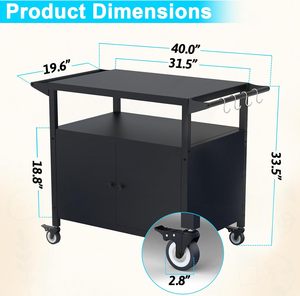 Movable Durable Multi-Function Outdoor Kitchen <b>Island</b> with 403 Stainless Steel Top BBQ Prep <b>Table</b> Storage Cart for Backyard BBQ - Product Image 6