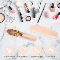 Porte-pinceau de maquillage en silicone rose de grande capacité Gestion des câbles portables et sacs de rangement cosmétiques pour la maison Voyage Salon