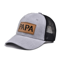 PAPA Lettre Cuir Patch Casquettes de Baseball Réglable Respirant Trucker Hat Casual Outdoor Sport Cap