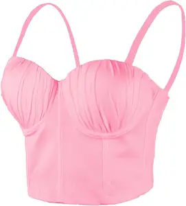 Hot Bán Màu Hồng Corset Của Phụ Nữ Câu Lạc Bộ Áo Ngực Bên Của Phụ Nữ Nửa Cup Sexy Corset