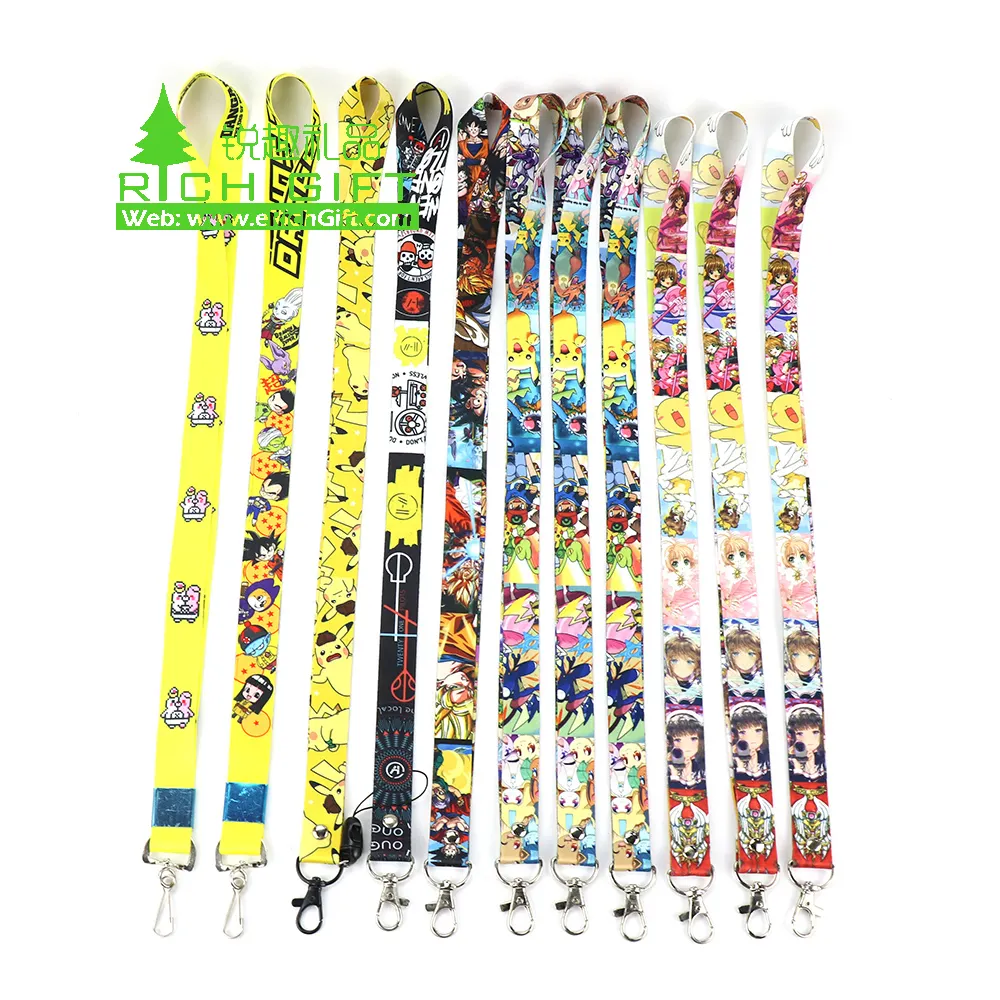 Goedkope Wholesale Fashion Blank Dubbele Haak Yoyo Metalen Clip Pols Sleutelhanger Kpop Anime Leuke Hals Geweven Logo Nylon Lanyard Met logo