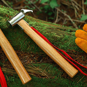 Marteau en cuivre avec manche en bois, marteau de tente 30x11,5 cm, outil de camping multifonctionnel pour l'extérieur avec sac pour le fixation des piquets de bâche - Product Image 3