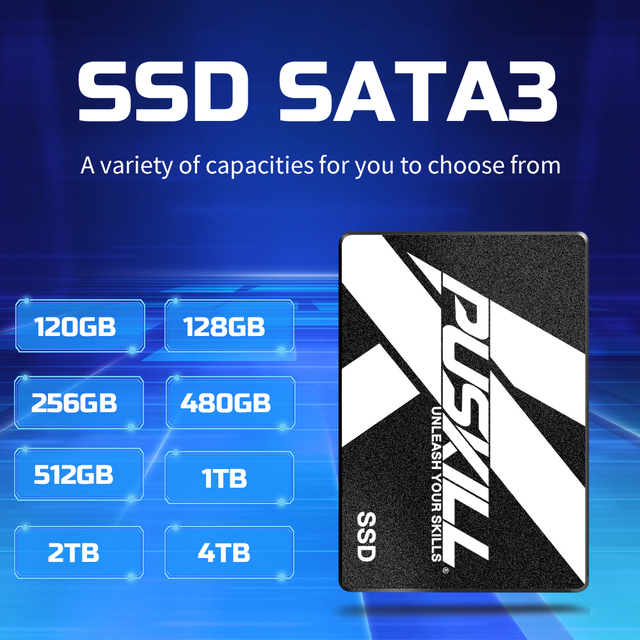 PUSKILL SATA III 2.5" Internal SSD 120GB-2TB Desktop 128MB Cache 3D TLC High Speed