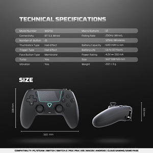 Fantech แผ่นเกม WGP16 BT, มัลติแพลตฟอร์มระบบสั่นคู่เซ็นเซอร์การเคลื่อนไหวตอบสนองทัชแพด12ปุ่มตัวควบคุมเกม - Product Image 6