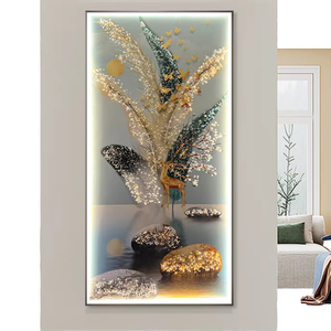 Set di Tre Dipinti in Cristallo e Porcellana con Motivo di <span class=keywords><strong>Cervo</strong></span>, Arte Moderna di Lusso per Soggiorno, Decorazione Casa, Supporto in Tela, Vendita all'Ingrosso - Product Image 1